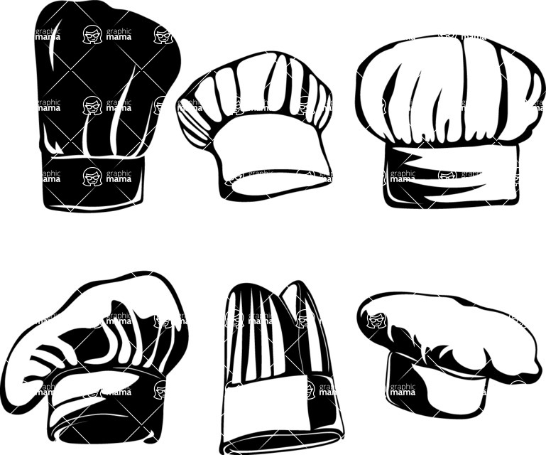 Vector silhouettes - Vector Chef Hat Silhouettes Set